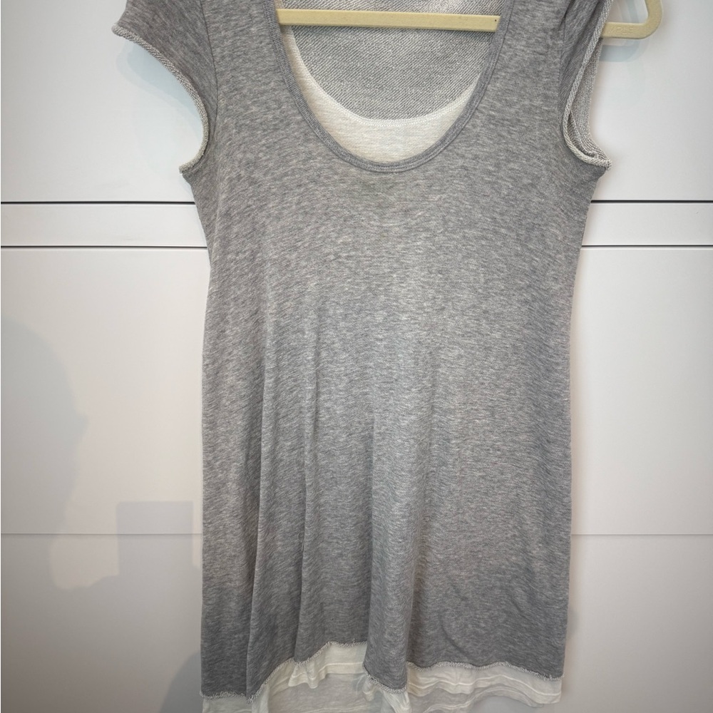 Theory Gray and White cotton dress